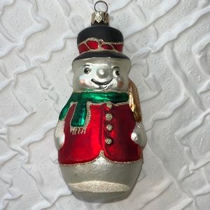 Old World Vintage Snowman hand blown Christmas Ornament CUTE!
